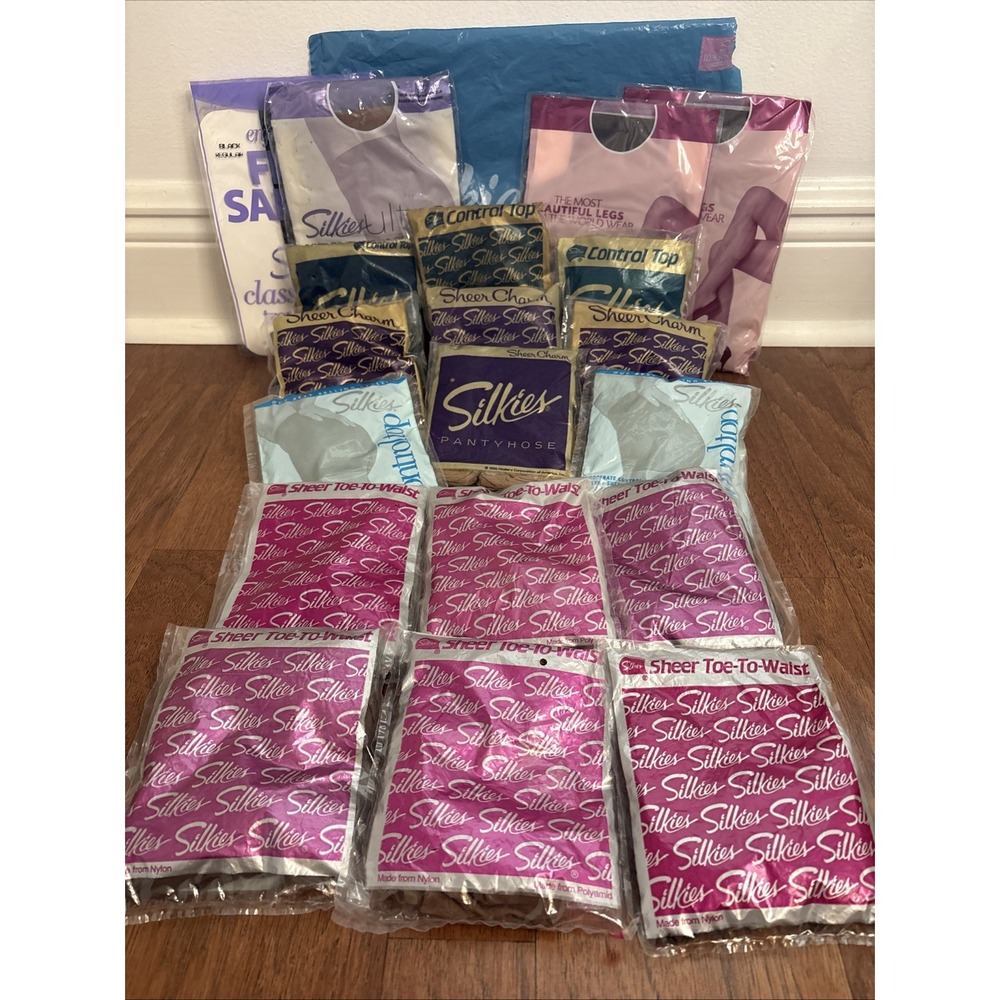 Silkies VTG Lot of 19 Pantyhose Sz Med/A Various Types/Colors Read Description